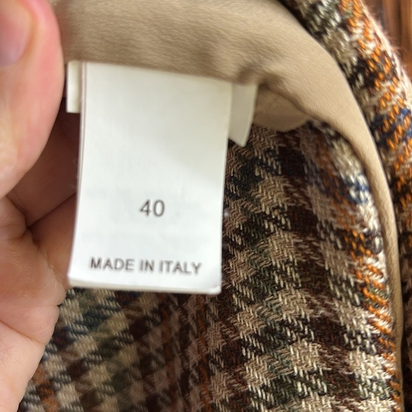 EUC BRUNELLO CUCINELLI beige plaid jacket with eco brass size IT40 US6 - Picture 8 of 12